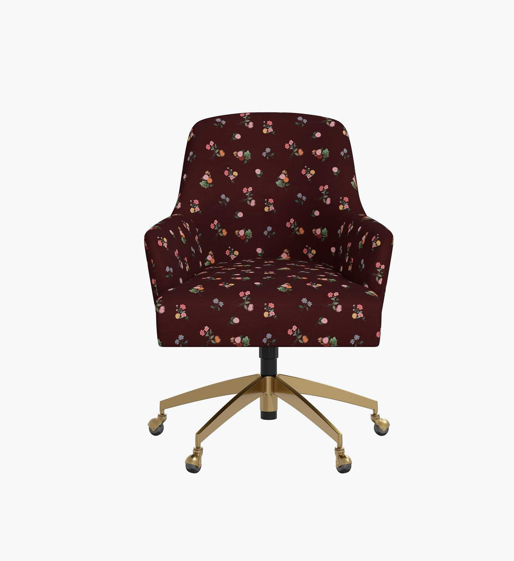 Cambridge Desk Chair - Ditsy Dahlia Burgundy