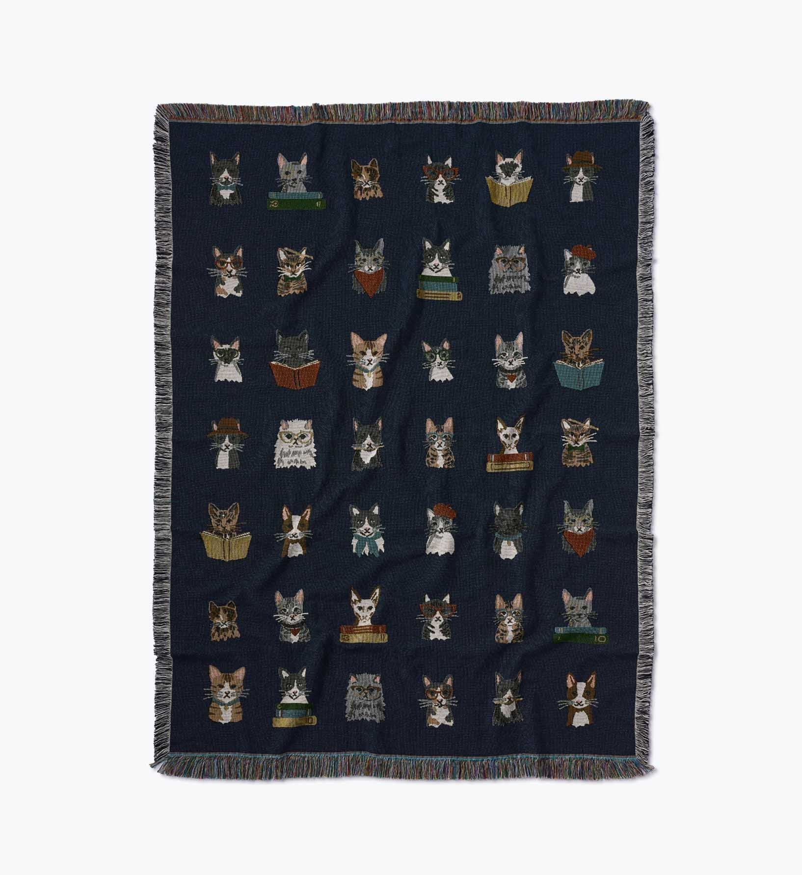 Woven Blanket - Studious Cats